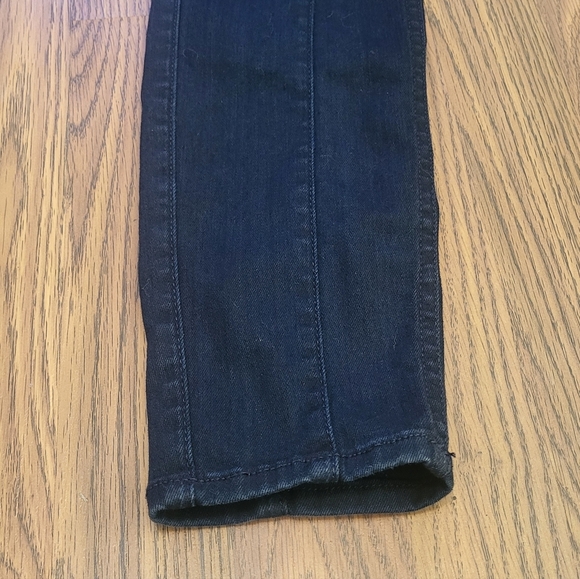 7 For All Mankind Women’s Size 25 Dark Jeans with Faux Leather Straps USA A1 - Picture 2 of 13